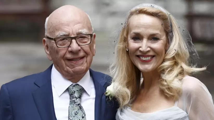 Rupert Murdoch en su boda con Jerry Hall
