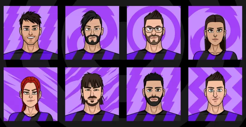 Los avatares de los colaboradores de Ephere Football.
