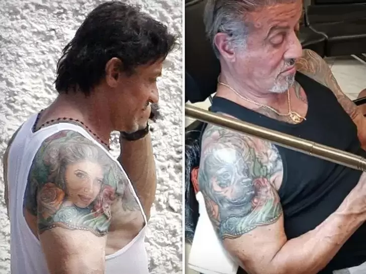 Stallone tena un tatuaje de su mujer que reemplaz por uno de su perro.