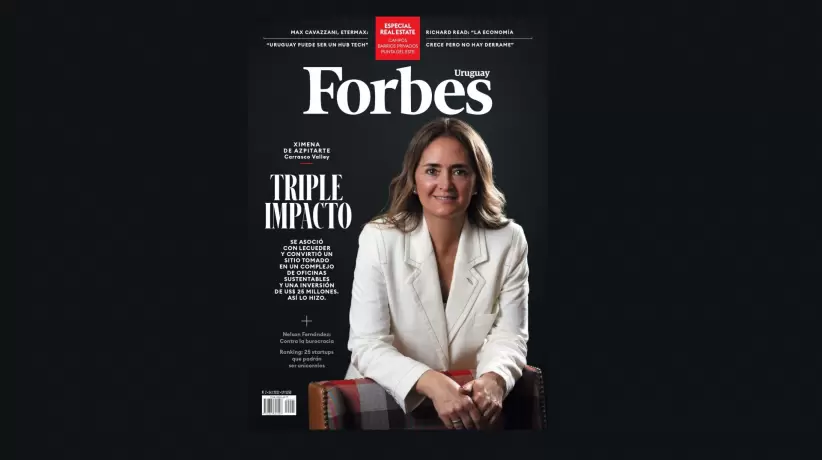 Tapa de segunda edicin de Forbes Uruguay, con Ximena de Azpitarte. Crdito: Cec