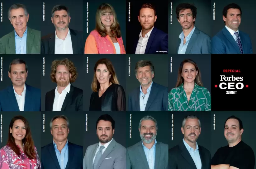Forbes CEO Summit Uruguay, díptico de la edición diciembre 2022. Fotos: Leo Mainé. Diseño: Cecilia Perriard.