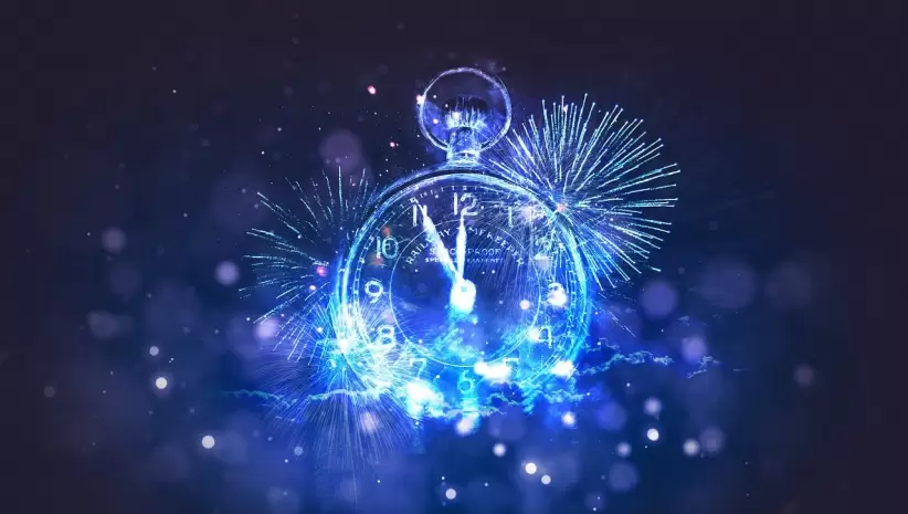 reloj, año nuevo, celebracion