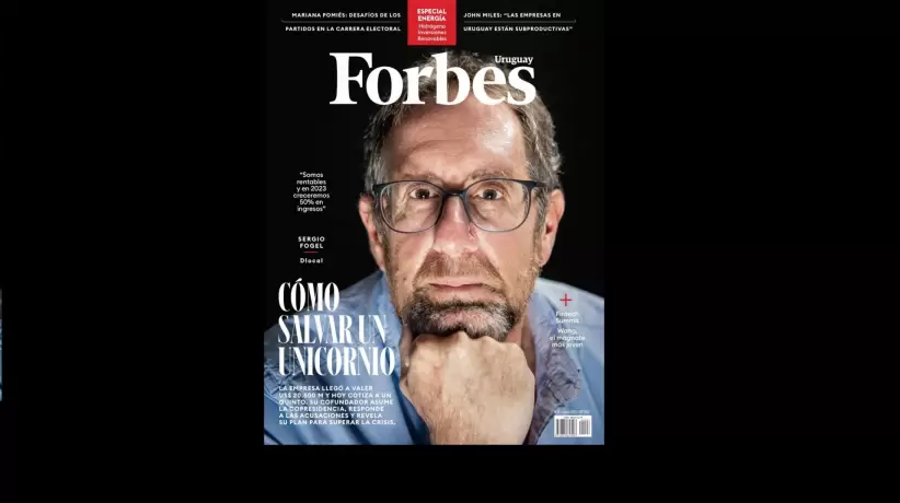 Sergio Fogel es tapa de la sexta edición de Forbes Uruguay, junio 2023. Foto: Ni