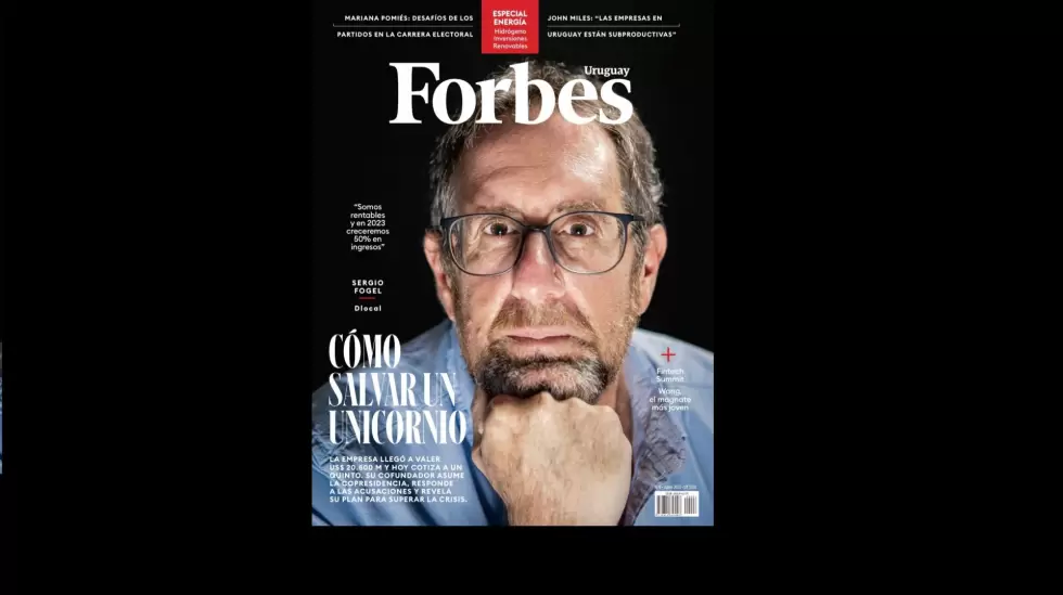 Sergio Fogel es tapa de la sexta edicin de Forbes Uruguay, junio 2023. Foto: Ni