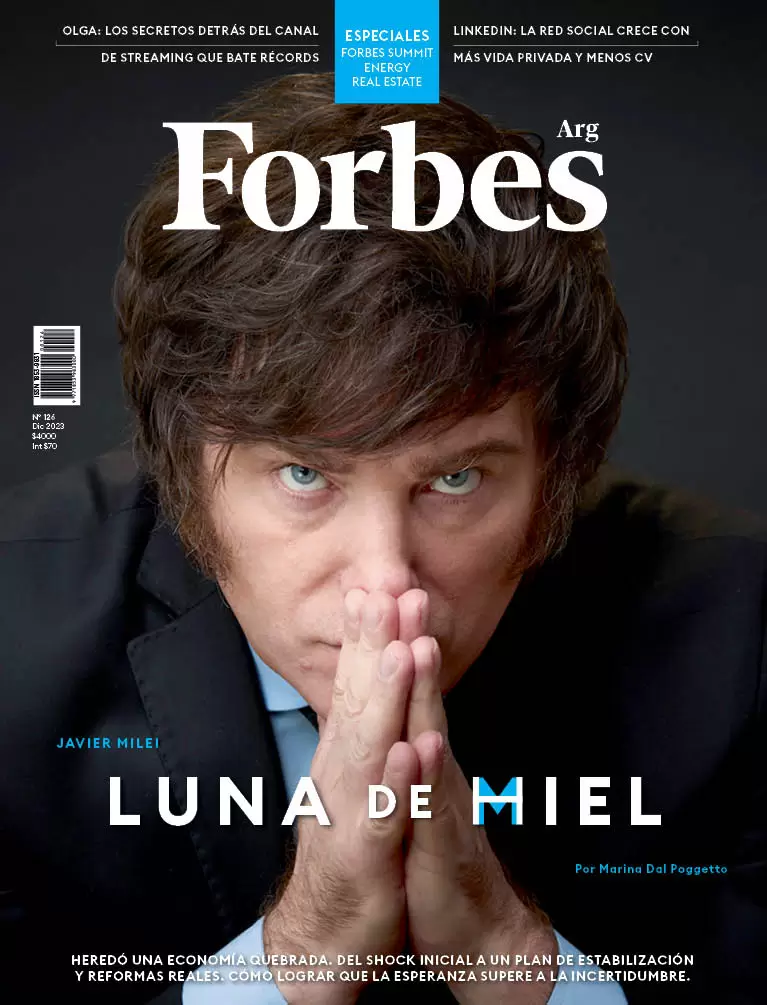 Javier Milei en la tapa de la nueva edicin de Revista Forbes