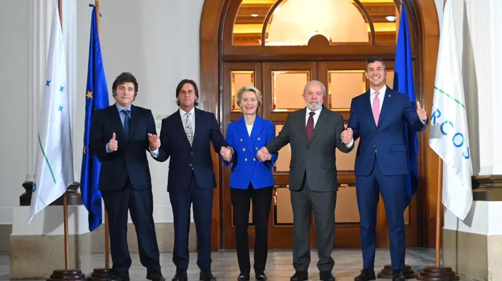 Javier Milei, Luis Lacalle Pou, Ursula von der Leyen, Luis Incio Da Silva y San