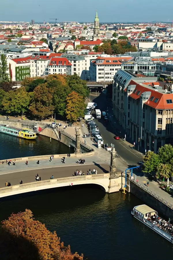 Vista Area Del Ro Spree Y El Paisaje Urbano De Berln