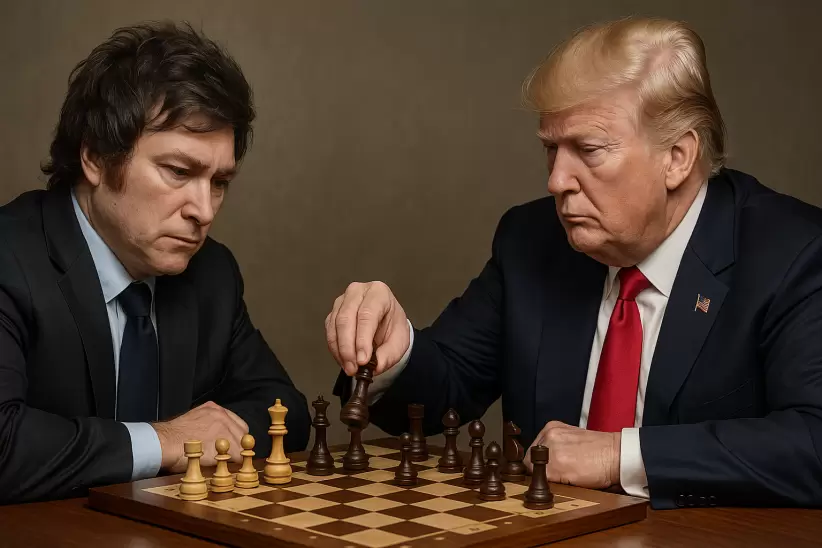 Trump y Milei jugando al ajedrez