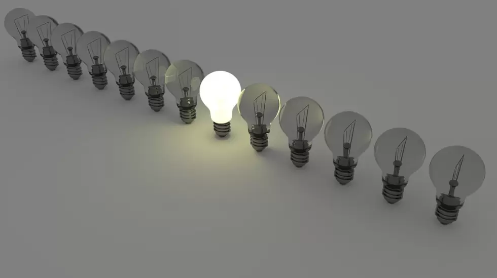bombillas, luz, ocurrencia, energa, lmpara, individual, jefe, equipo, diferent