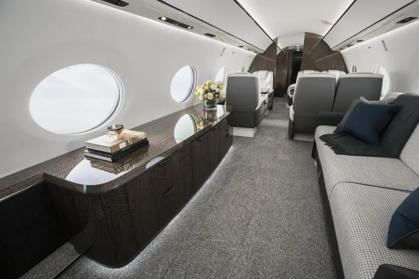 El diseño de interiores de una de las aeronaves Gulfstream. 