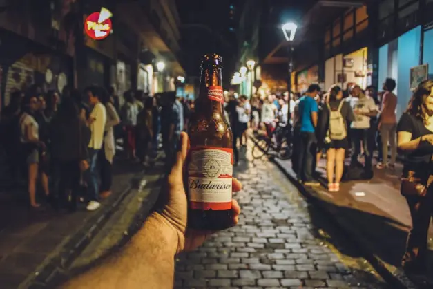 Persona Sosteniendo Una Botella De Budweiser