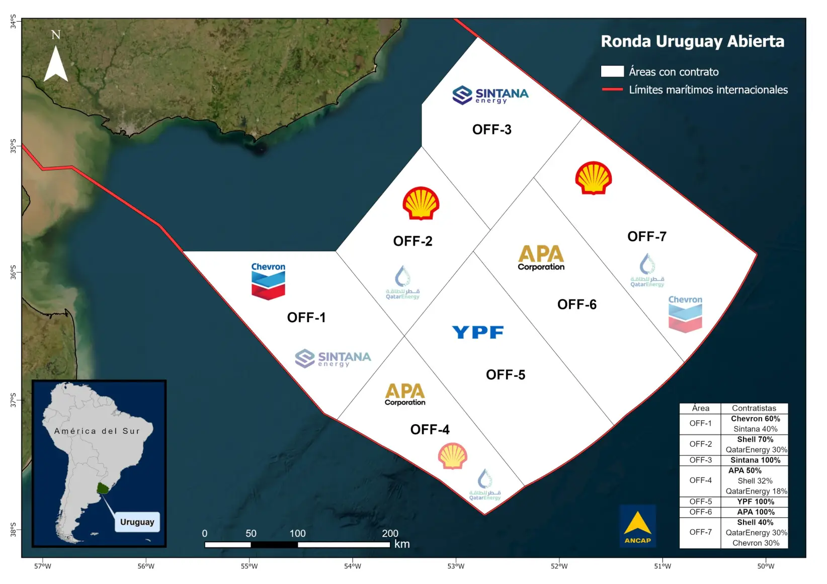Áreas de exploración offshore de Uruguay