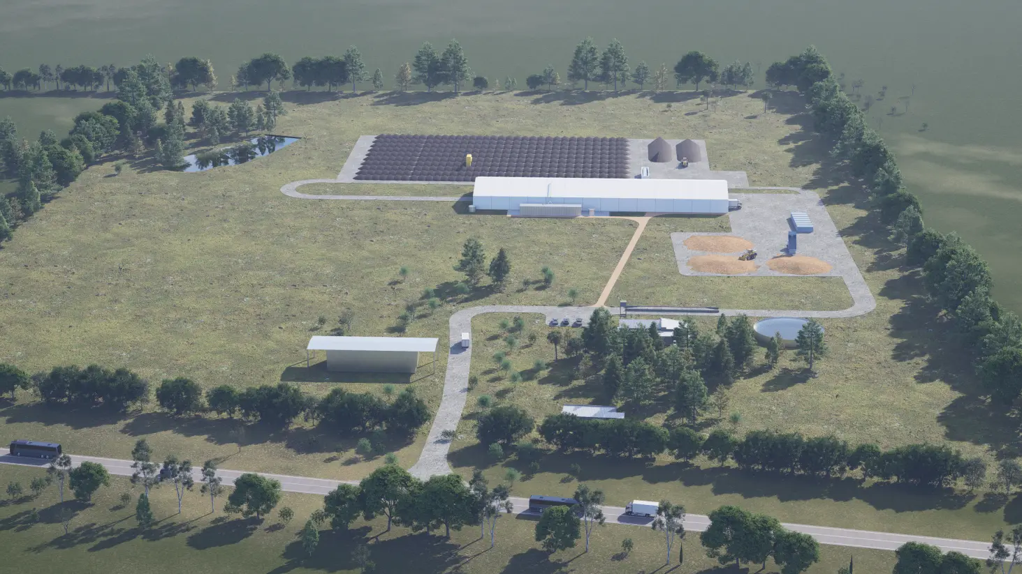 Render de la planta de compostaje industrial de Resiter en Paysandú
