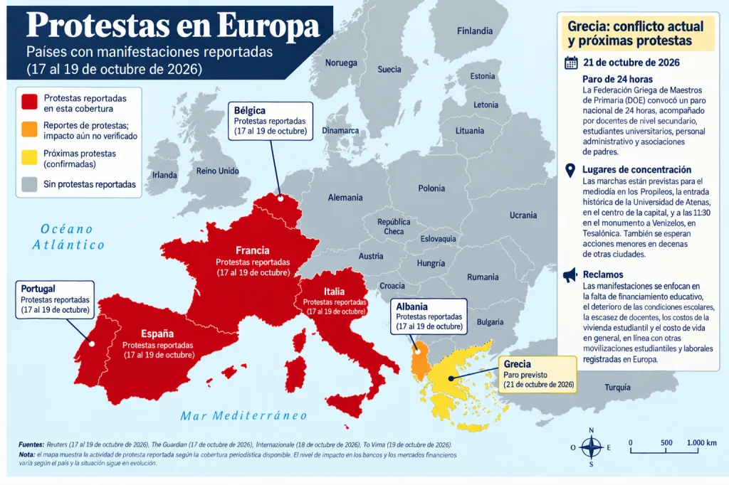 Protestas en Europa. - Foto: Forbes US traducida con IA.